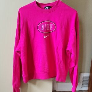 Nike Women's Bright Pink Crew Neck Sweatshirt